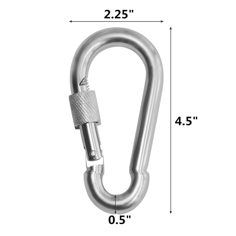ESKONI 5 Pc 4.5" Big Heavy Duty 750LBS Stainless Steel Non Rust Spring Snap Keychain Clip Hook Carabiner Screw Lock Key Ring Hook with Spring Loaded Gate,Outdoor, Camping, Traveling, Hiking etc - Image 5
